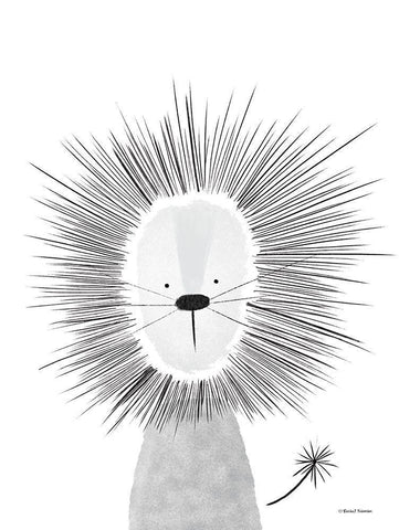 Lion Line Drawing 2 White Modern Wood Framed Art Print with Double Matting by Nieman, Rachel