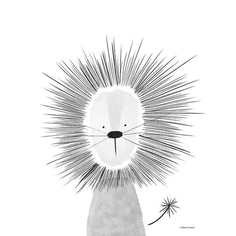 Lion Line Drawing 2 Black Modern Wood Framed Art Print with Double Matting by Nieman, Rachel