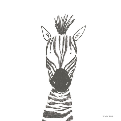 Zebra Line Drawing Black Ornate Wood Framed Art Print with Double Matting by Nieman, Rachel