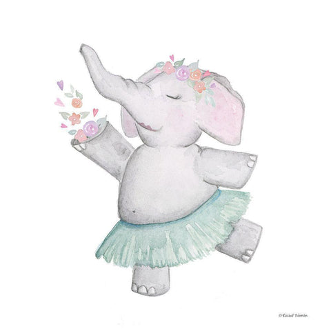 Elephant Ballerina Black Modern Wood Framed Art Print with Double Matting by Nieman, Rachel