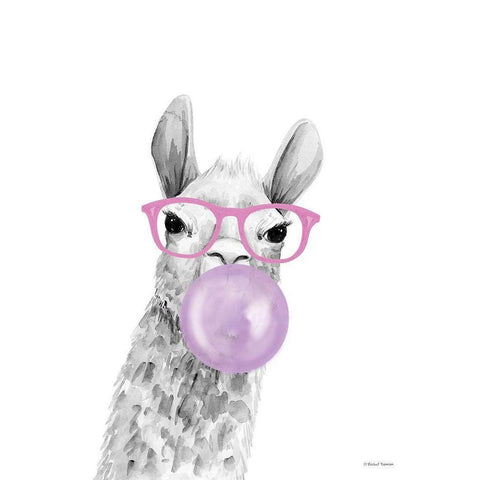 Bubble Gum Alpaca White Modern Wood Framed Art Print by Nieman, Rachel