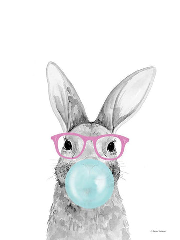 Bubble Gum Bunny Black Ornate Wood Framed Art Print with Double Matting by Nieman, Rachel