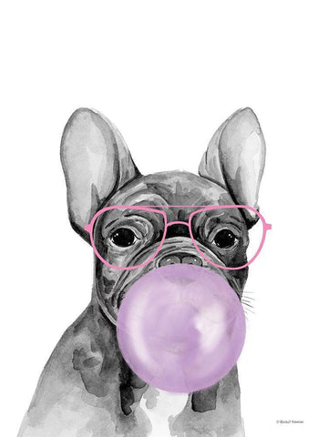 Bubble Gum Puppy White Modern Wood Framed Art Print with Double Matting by Nieman, Rachel