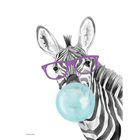 Bubble Gum Zebra White Modern Wood Framed Art Print by Nieman, Rachel