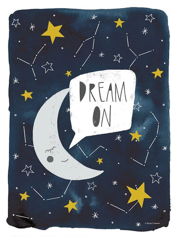 Dream On Moon    White Modern Wood Framed Art Print with Double Matting by Nieman, Rachel