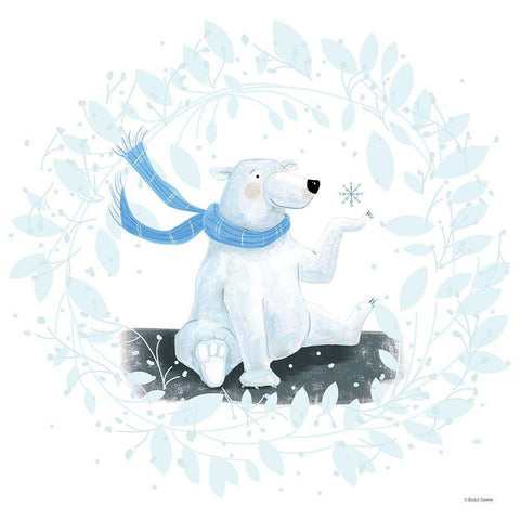 Polar Bear Holiday White Modern Wood Framed Art Print with Double Matting by Nieman, Rachel