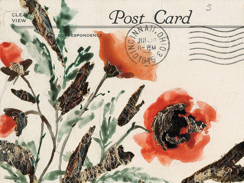 Postcard Painting 3 White Modern Wood Framed Art Print with Double Matting by Nieman, Rachel