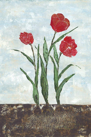 Red Tulips White Modern Wood Framed Art Print with Double Matting by Soulspeak And Sawdust