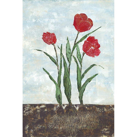Red Tulips Black Modern Wood Framed Art Print by Soulspeak And Sawdust