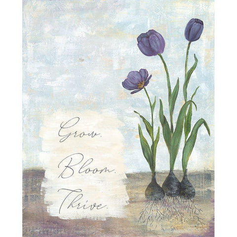 Grow Bloom Thrive Black Modern Wood Framed Art Print by Soulspeak And Sawdust