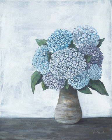 Hydrangea Love White Modern Wood Framed Art Print with Double Matting by Soulspeak And Sawdust