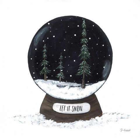 Let It Snowglobe White Modern Wood Framed Art Print with Double Matting by Soulspeak And Sawdust