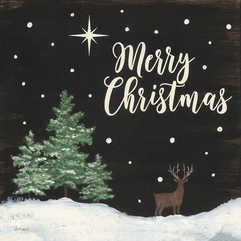 Merry Woodland Christmas Black Ornate Wood Framed Art Print with Double Matting by Soulspeak And Sawdust