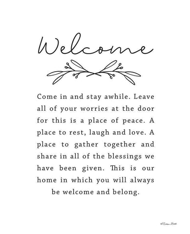 Welcome Black Ornate Wood Framed Art Print with Double Matting by Ball, Susan