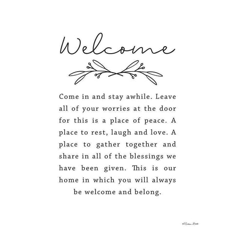 Welcome Black Modern Wood Framed Art Print with Double Matting by Ball, Susan