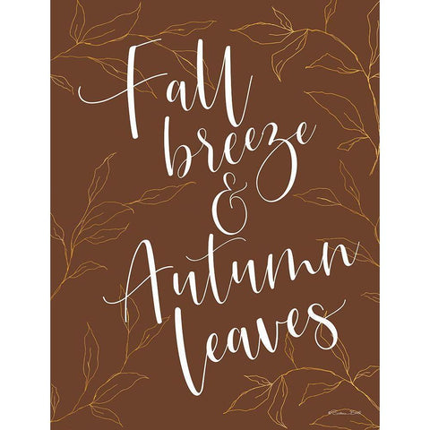 Fall Breeze And Autumn Leaves White Modern Wood Framed Art Print by Ball, Susan