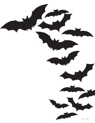 Flock of Bats Black Modern Wood Framed Art Print by Ball, Susan