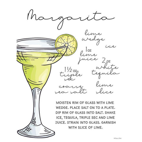 Margarita Recipe    White Modern Wood Framed Art Print by Ball, Susan