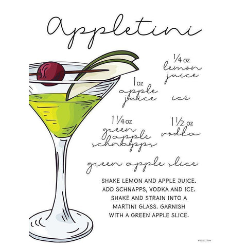 Appletini Recipe     Black Modern Wood Framed Art Print with Double Matting by Ball, Susan