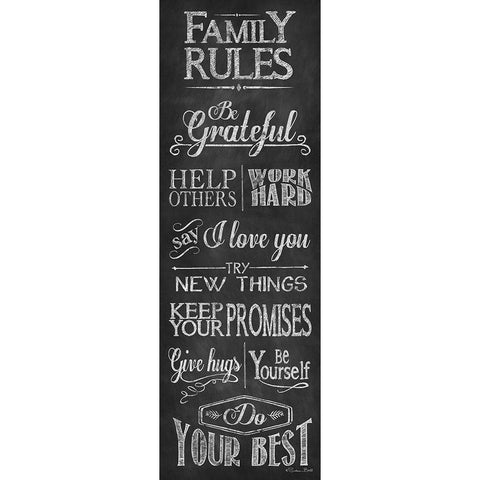 Family Rules Black Modern Wood Framed Art Print by Ball, Susan