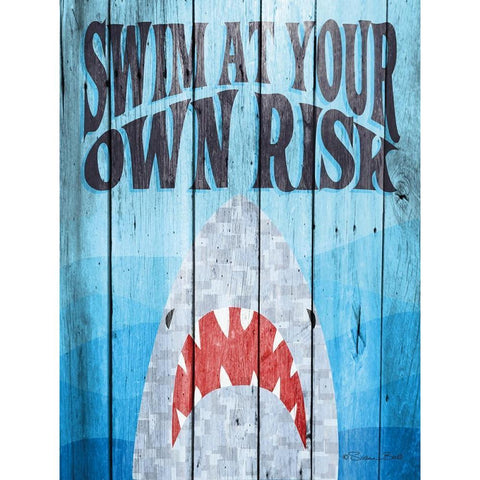 Swim at Your Own Risk Gold Ornate Wood Framed Art Print with Double Matting by Ball, Susan