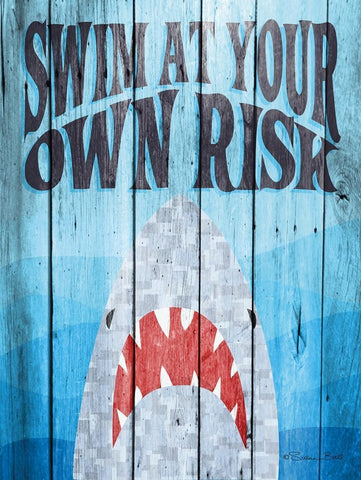 Swim at Your Own Risk White Modern Wood Framed Art Print with Double Matting by Ball, Susan