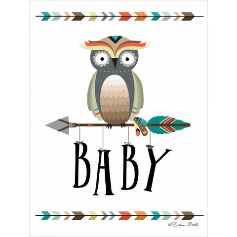 Owl Baby Black Modern Wood Framed Art Print with Double Matting by Ball, Susan