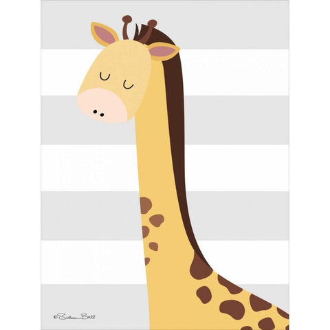 Giraffe Stripe White Modern Wood Framed Art Print by Ball, Susan