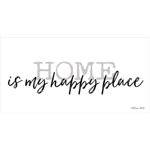 Home is My Happy Place Black Modern Wood Framed Art Print by Ball, Susan