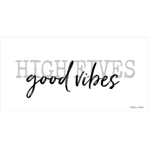 High Fives Good Vibes Black Modern Wood Framed Art Print with Double Matting by Ball, Susan