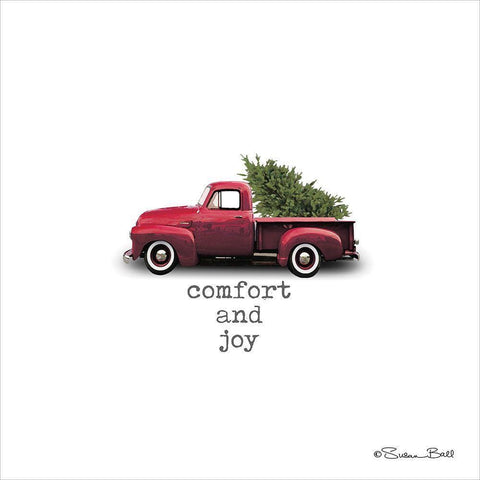 Comfort and Joy Christmas Black Modern Wood Framed Art Print with Double Matting by Ball, Susan