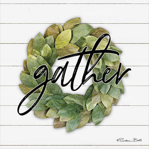 Gather Wreath Black Ornate Wood Framed Art Print with Double Matting by Ball, Susan