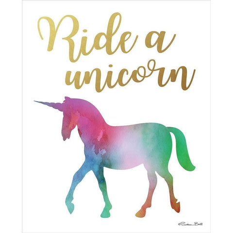 Ride a Unicorn White Modern Wood Framed Art Print by Ball, Susan