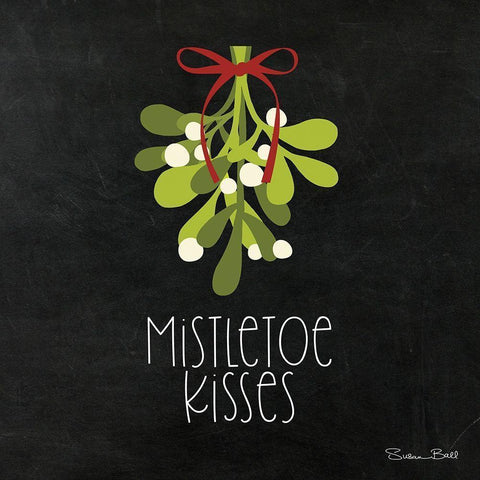 Mistletoe Kisses White Modern Wood Framed Art Print by Ball, Susan