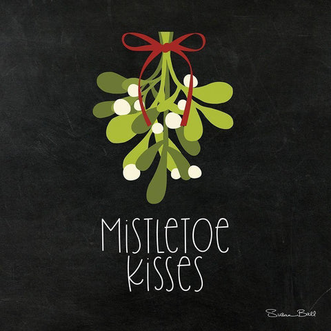 Mistletoe Kisses Gold Ornate Wood Framed Art Print with Double Matting by Ball, Susan