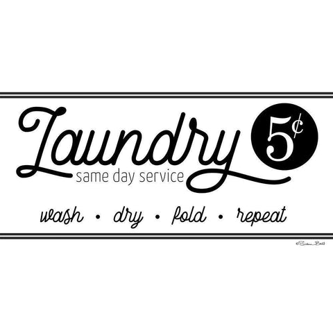 Laundry Same Day Service Black Modern Wood Framed Art Print with Double Matting by Ball, Susan