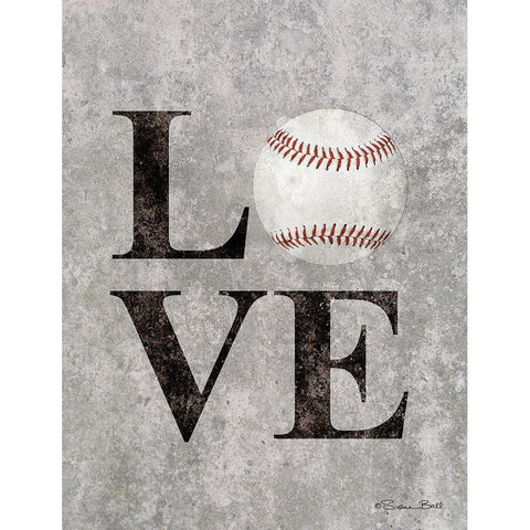 LOVE Baseball White Modern Wood Framed Art Print by Ball, Susan