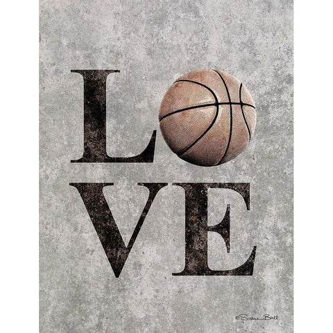 LOVE Basketball White Modern Wood Framed Art Print by Ball, Susan