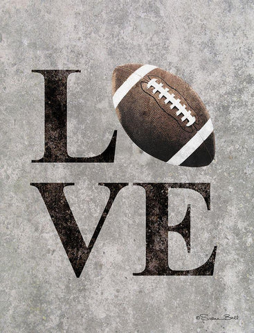LOVE Football White Modern Wood Framed Art Print with Double Matting by Ball, Susan