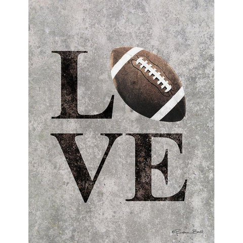 LOVE Football Black Modern Wood Framed Art Print by Ball, Susan