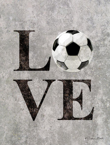 LOVE Soccer Black Ornate Wood Framed Art Print with Double Matting by Ball, Susan