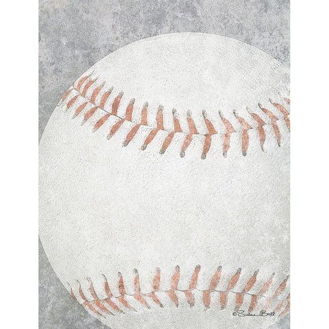 Sports Ball - Baseball White Modern Wood Framed Art Print by Ball, Susan