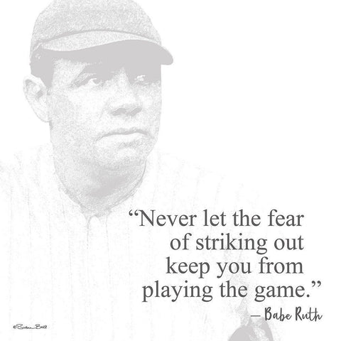 Baseball Greats - Babe Ruth Black Modern Wood Framed Art Print with Double Matting by Ball, Susan
