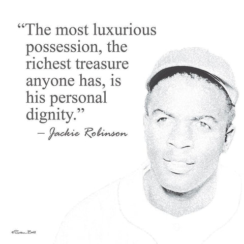 Baseball Greats - Jackie Robinson White Modern Wood Framed Art Print with Double Matting by Ball, Susan