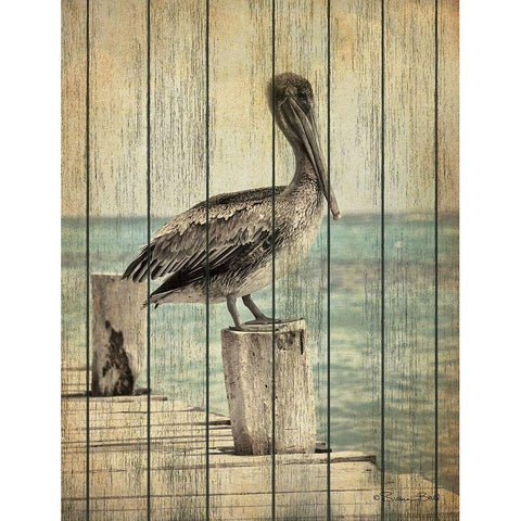 Vintage Pelican I  Gold Ornate Wood Framed Art Print with Double Matting by Ball, Susan