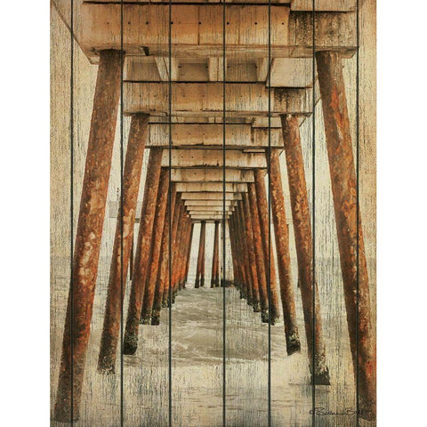 Vintage Under Dock  White Modern Wood Framed Art Print by Ball, Susan