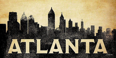 Atlanta Skyline Black Ornate Wood Framed Art Print with Double Matting by Ball, Susan