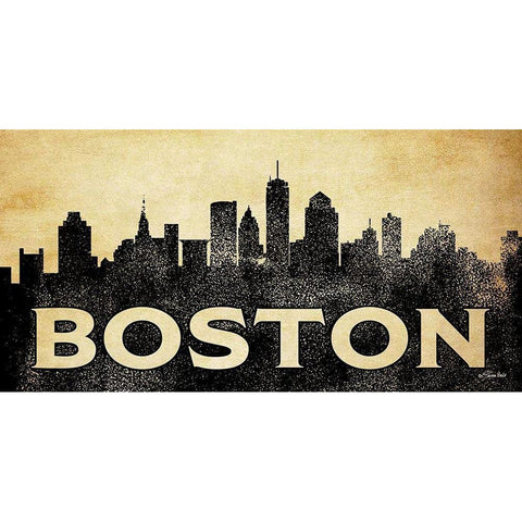 Boston Skyline Black Modern Wood Framed Art Print with Double Matting by Ball, Susan