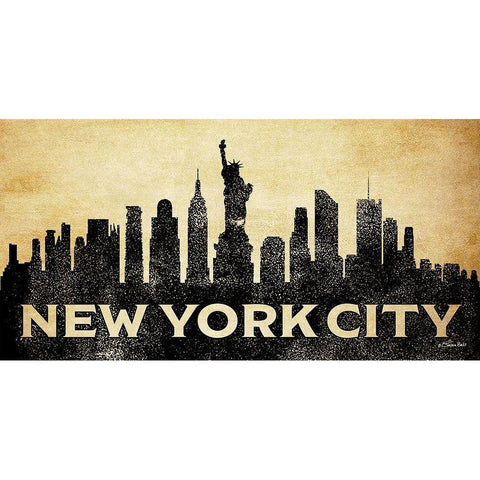 New York City Skyline Gold Ornate Wood Framed Art Print with Double Matting by Ball, Susan
