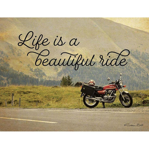 Life is a Beautiful Ride Black Modern Wood Framed Art Print by Ball, Susan